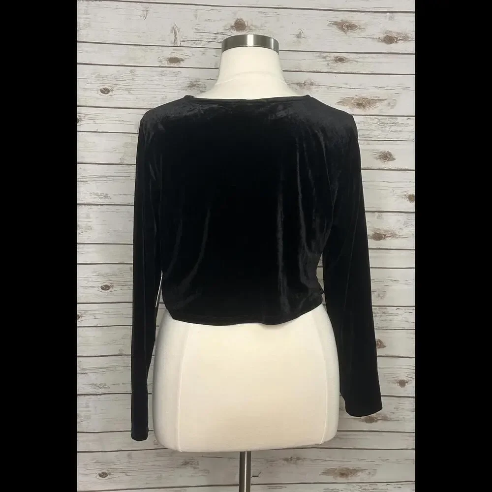 Eloquii Elements whimisigoth witch black velvet twisted crop top Size 20 - Picture 6 of 8
